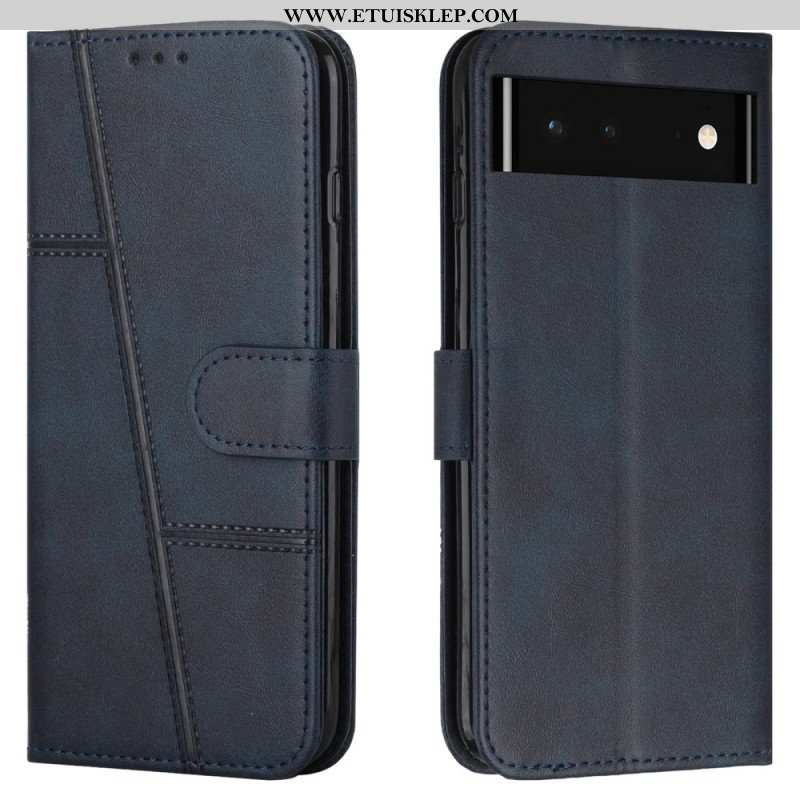 Etui Folio do Google Pixel 6 z Łańcuch Pasek Z Efektem Skóry Ekologicznej